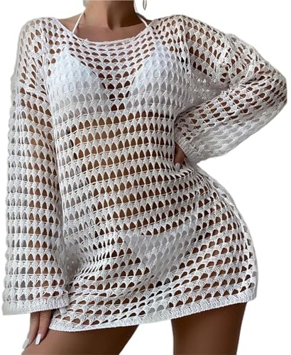 YGMNQAL Vestido Playa Mujer Vestido playero holgado de rejilla transparente con aberturas for playa