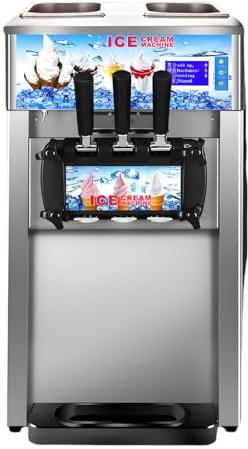 Máquina de Helados Soft Heladera Maquina Comercial 18L(5Gal)/h 1200W 3 sabores, Ice Cream Maker, panel LED para yogur café Cafetería Bar 3L*2