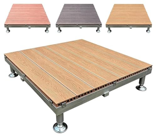 Piattaforma Modulare Esterno WPC, Pavimentazione for Patio Campeggio con Gambe Regolabili per Terreni Irregolari del Terrazza Cortile(Natural)