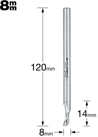 Trend Fraise à plonger hélicoïdale, acier HSS, queue 8 mm, 8x14 mm | Réalise un fraisage à la plongée fluide dans le bois, acier HSS, coupe 8 mm, 14 mm, 50/51X8MMHSSE