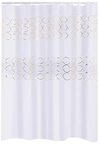 RIDDER Duschvorhang Textil Paillette Weiß-Gold 180x200 cm