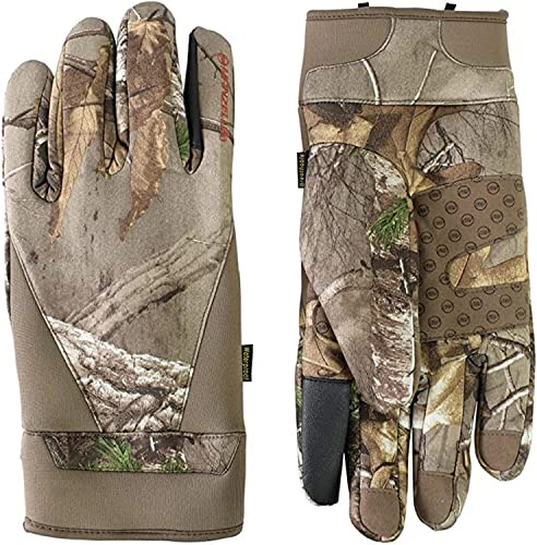 Manzella Men's Stretch Coyote Cold Weather Hunting Glove, Waterproof, Windproof, Touchscreen Capable, Realtree Xtra, Medium