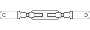 DIN 1480 Stahl SP-BS galvanisch verzinkt Spannschlösser geschmiedet, offene Form, mit 2 Battschraube - Abmessung: SP BS M24 (1 Stück)