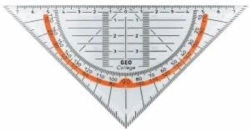 Aristo AR23001 College Geometriedreieck (Hypotenuse 16 cm, Tuschenoppen und Facetten, Polystyrol) transparent