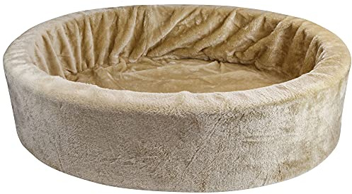 Schecker Teddy Schaumstoffbett 80 cm Elfenbein-Beige für Haustiere, Bezüge Abnehm- und Waschbar, Webpelz Herrlich Weich