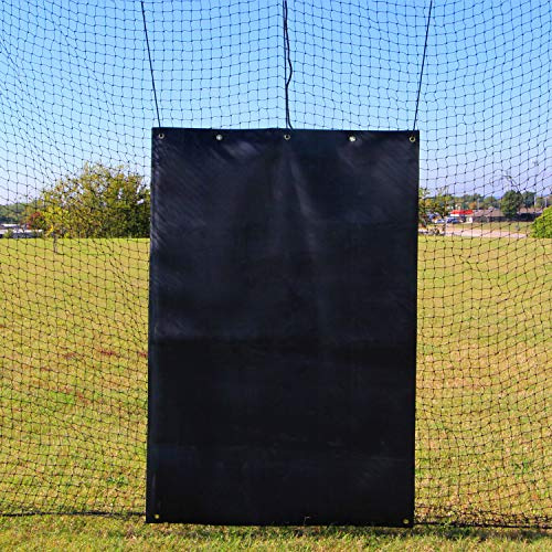 Cimarron Sports Heavy Baseball Softball Rubber Backstop Net Saver Reinforced with Woven Nylon Mesh Inner Core and Sturdy Brass Grommets for Hanging (5'W x 7'H)