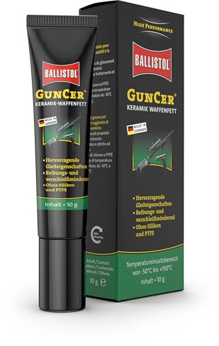 Ballistol GunCer Waffenfett mit Keramik-Additiv - 10 ml | Waffenfett, Temperaturbeständige Waffenpflege, Schmiermittel, Korrosionsschutz, mit Keramik-Additiv