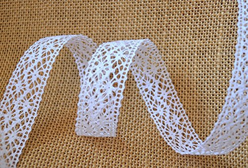 Spitzenband Weiss 10 m x 25 mm (2,30€/m) Spitze Baumwollspitze Häkelband Spitzenborte Hochzeit Dekoband Schleifenband Landhaus Vintage Geschenkband Deko