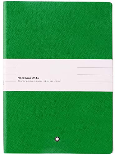Montblanc Notebook 116518 Fine Stationery #146 – Liniertes Notizbuch aus Leder mit Softcover in DIN A5 – Farbe: Green – 192 Seiten