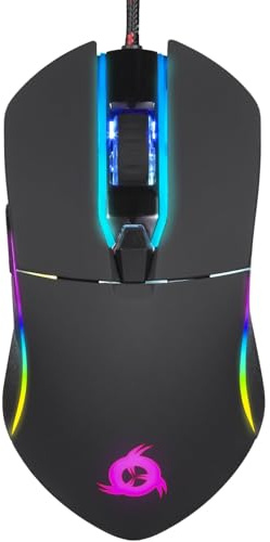 Klim Aim Souris de Jeu RVB 7000 DPI – Souris d'ordinateur Ergonomique RVB Chroma avec câble pour droitiers et gauchers – Souris de Jeu PS4, Ordinateur Portable et PC de Bureau + Souris Optique de