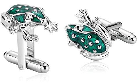 Beydodo 1 Paar Edelstahl Hochzeit Manschettenknöpfe Silber Grün Kröte Hemd Manschettenknopf