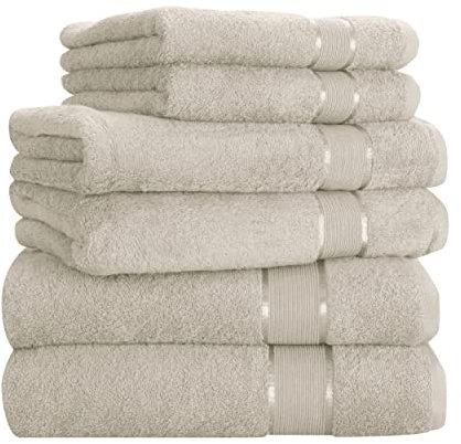 Mixibaby Handtuch 6er Set 2X Duschtuch 2X Handtuch 2X Gästetuch 100% Baumwolle Frottee, Farbe:Beige