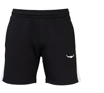 ROCK-IT Apparel Men's Short Trousers with Stripes - Men's Shorts - For Summer Sports Leisure - Soft Cotton with Zip Pockets - Size S-5XL - Color black/white XXL
