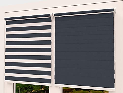 TROYAHOME® Doppelrollo Klemmfix Ohne Bohren Duo Rollo Fenster Rollo Easyfix (Anthrazit, 50 x 150 cm (Stoffbreite 47 cm)