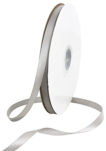 TONIFUL Satin Geschenkband 10mm x 91m,Silber Geschenkverpackungsband für Geschenkverpackung Weihnachten Geburtstag Hochzeit DIY Dekoration