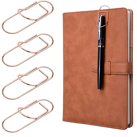 Wisdompro Pennklämma för anteckningsbok, 12-pack rostfritt stål pennhållare klämma för anteckningsbok, böcker, böcker, journal, papper etc. - Passar nästan alla pennstorlekar (roséguld)