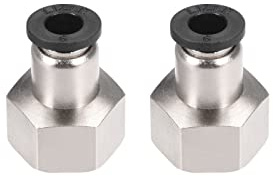 M METERXITY 2 Paquet 3/8 PT Femelle Pousser verrouilleront Raccord - Droit Union Adaptateur, Pousser sur Connecter Raccords, Appliquer sur Pneumatique Système (6mm, Argent)