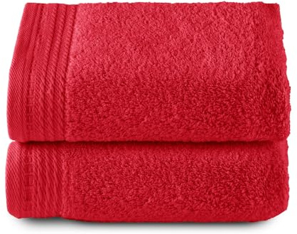 Top Towel - Premium - Große Badetücher - Badetücher - 2 Handtücher - 50 x 100 cm - 100 % Baumwolle - 600 Gramm - Rot