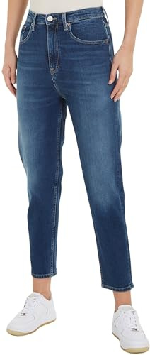 Tommy Jeans Damen Jeans Mom Jean AH5150 Tapered Fit, Blau (Denim Dark), 30W / 28L