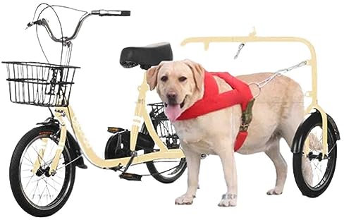 PRUJOY Hundefahrradanhänger, Haustier-Kinderwagenträger, einfach an Fahrräder anzuschließen und zu trennen, Single-Speed-Faltbar, für kleine und mittelgroße Hunde (Yellow)