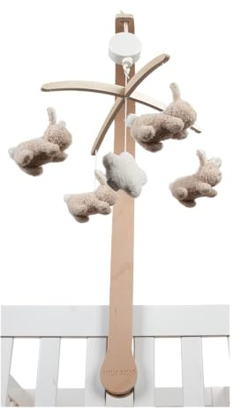 Little Dutch 8854 Stoff Mobile mit Spieluhr und Holz Halterung Baby Bnny - Newborn Naturals (37x52x75 cm)