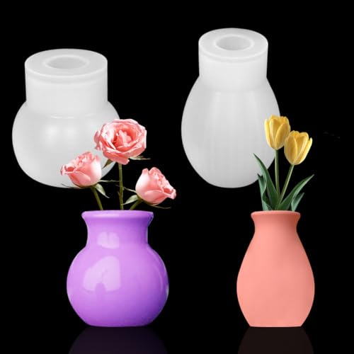 Koonafy 2 Pieces Vase Resin Moulds Silicone Set, Candle Holder Resin Molds, 8 Style Vase Resin Casting DIY Making Handmade Home Display Decor Crafts for Epoxy Resin (A-4pcs)
