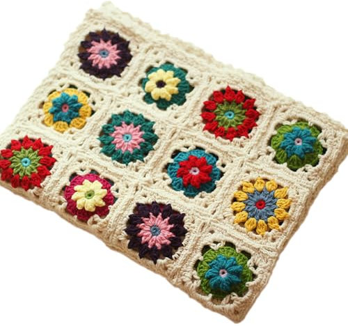 KIJING Manta de ganchillo 100% hecha a mano, estilo suéter, manta de punto suave para sofá, cama, decoración del hogar (blanco, 80 x 60)