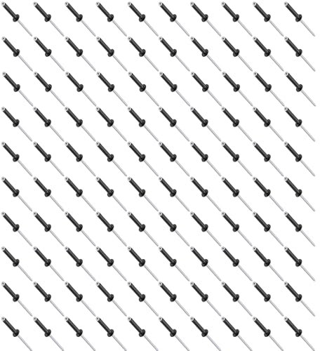 Leliafleury Lot de 100 rivets aveugles à bride M4 x 12 mm en aluminium pour stores à extrémité ouverte pour métal, bois, plastique, noir