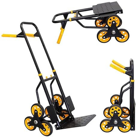 Portable Stair Climbing Dolly with 330 lbs Capacity Lightweight Aluminium Hand Cart for Travel and Shopping Foldable Hand Truck with Wheels