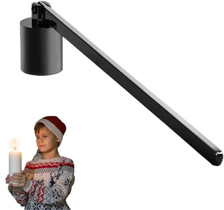 Candle Put Out Tool, Polished Stainless Steel Candle Extinguisher, Long Handle Rustic Fancy Black Candlesnuffer, and Elegant Extinguishing Tool, 6.3x1.38x0.28 Inches