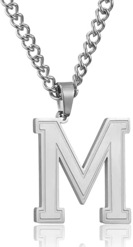 Herren Kette mit A-Z Buchstaben Anhänger Edelstahl Silber/Gold/Schwarz | Halskette 60cm,Ostern Vatertag Geburtstag Geschenke für Männer