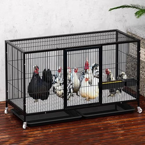 Robuster Hühnerstall Mit Universalrädern Für 1-15 Hühner Mit Eiablage Kleintierkäfig Winterfest Für Hühner Hasen Geflügel，in 4 Größen Verfügbar(120 * 51 * 63.5cm)