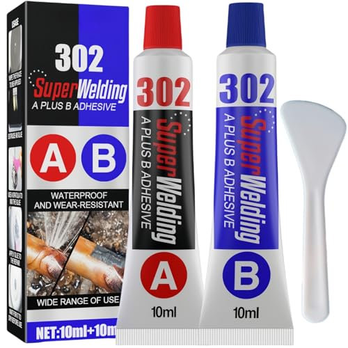 Liquid Metal Weld Repair Paste - Strong AB Adhesive with Heat and Cold Resistance - Epoxy Industrial Metal Glue for All Purpose Repairs (20ML)