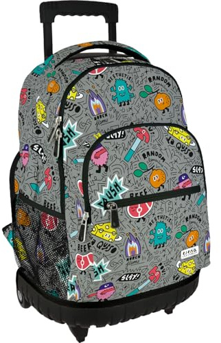 Grafoplás - Zaino con carrello integrato, ruote doppie, 52 x 37 x 25 cm, 29 libri, modello Roller, collezione casuale di Elena Corredoira, perfetto materiale scolastico per bambini e elementari