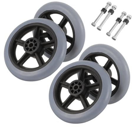 VALICLUD 4pcs Solid Tire Wheelchair Front Wheel Replacement Caster Parts for Enhanced Stability and Reliability Maintenance Design for Easy Use