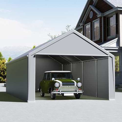 UISEBRT Tältgarage 4 x 8 m – baldakin och campingtält i ett – betesskydd och betetält med robust PE-presenning, stålram, tak- och golvförstärkning, resistent