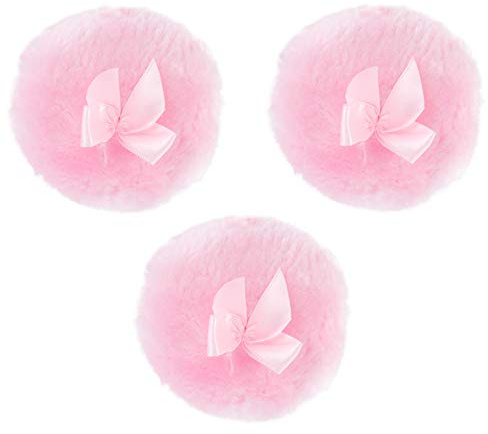 LIFKOME Puderquaste Für Babys Und Erwachsene Langhaariger Weicher Kuschelstoff Rosa Sanft Für Zarte Haut 3 Stück Geeignet Für Talkumpuder Und Hitzepickelpuder