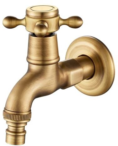 Rehomthy Grifo Lavadora Vintage, Grifo Jardin para Cocina, Baño, Aseo, Jardín y Lavadora, G1/2, Latón Antique(Solo Frío)