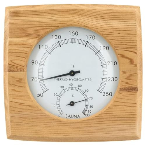 Pqahffowr Wooden Sauna Hygrothermograph,Sauna Thermometer and Hygrometer,Indoor Humidity Temperature Measurement Sauna Room Easy Install