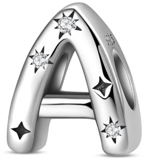 QIKAOLA S925 Sterling Silber Buchstaben Charms für Pandora Armbänder und Halsketten Buchstabe Charms für Frauen