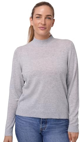DANISH ENDURANCE Maglia Donna Maniche Lunghe, Maglione a Collo Alto Lana Merino e Cashmere, Dolcevita, Morbido e Traspirante Grigio Chiaro Melange L