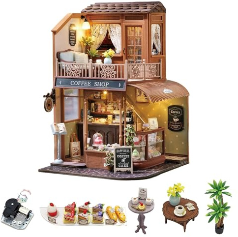 CUTEROOM Kit de Maison de poupée Miniature DIY - Modèle créatif en Bois avec éclairage LED et Mouvement Musical - Cadeaux pour Amis Famille (Rencontre temporelle)