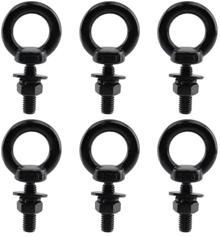 Antrader Lifting Shoulder Eye Bolts,6 Sets M8 Stainless Steel Machinery Shoulder Lifting Eye Bolt with Lock Nuts,Lock Washers,Flat Washers,M8 x 30mm,Black