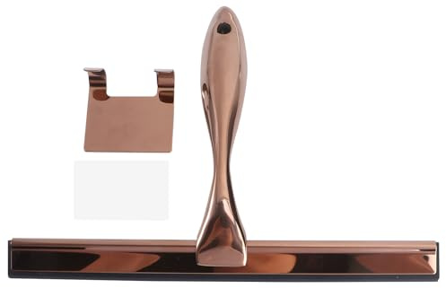 TOYANDONA Limpiacristales de Acero Inoxidable para Ducha Limpiador Multiusos Mango Ergonómico Tamaño Mediano Color Cobre Antiguo Adecuado para Mamparas Espejos y Ventanas de Baño