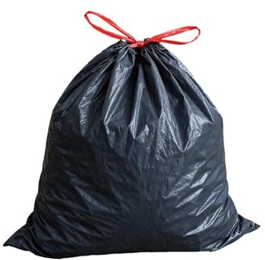 SKIR'CO 20 bolsas de basura de 120 litros con cordones, bolsas de basura negras, bolsas de basura de color negro, bolsas de basura