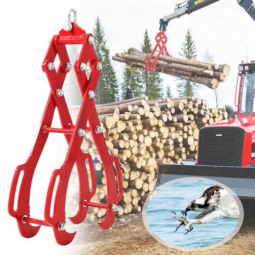 GarveeTech Heavy Duty 4-Claw Log Lifting Tongs, 91cm Timber Grapple with 360° Swivel Hook & Anti-Rust Powder Coat, 3.6 Tonne Capacity Forestry Claw for Tractor, Forklift & ATV