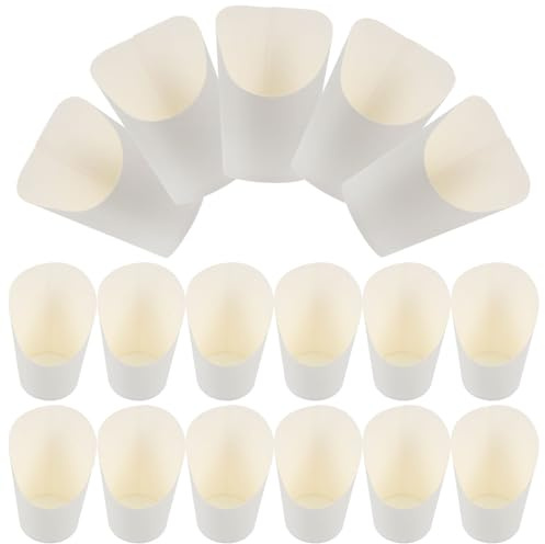 EXAOMBLE Gobelets à Collation Inclinés en Papier Blanc, Légers et Portables, 50 Pièces pour Fêtes, Supports à Frites et Snacks Adaptés aux Garçon et Filles