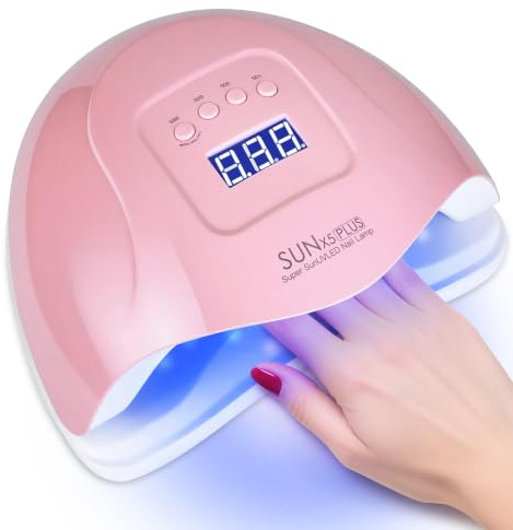 Lampe LED Ongles Gel, 380W Professionnel UV Sèche Automatique machine, 81 LED Lampe, Séchage Rapide, Grand LCD Ecran, 4 Minuteries 10s/30s/60s/99s pour Vernis Semi Permanent, Gel et Vernis(Rose)