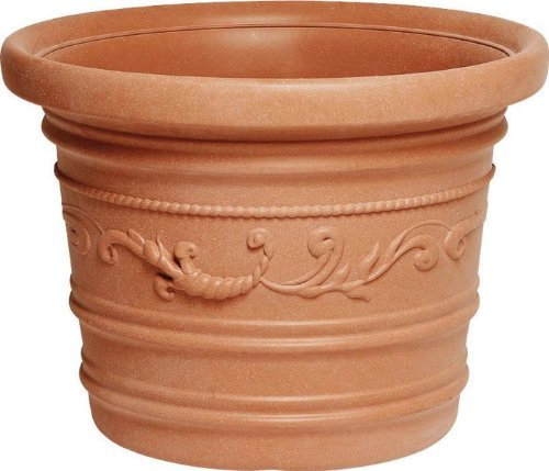 Vaso Tondo Festonato Ø 60Cm in Resina colore Terracotta Doppio Bordo