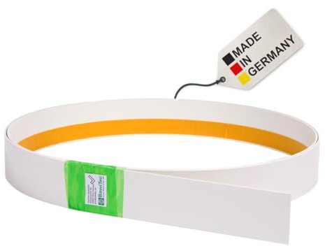 BawiTec Kunststoffleiste Flachleiste 80mm Breit 600cm Lang 2,5mm Stark selbstklebend Farbe weiß Kunststoff Flachprofil Rolle PVC Abdeckleiste Kunststoffprofil für Fenster,Türen,Dach,Wand
